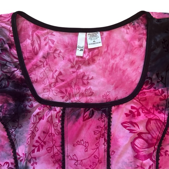 Y2K Sami Jo Tie Dye Pink Black Velvet Burnout Fairy Corset Grunge Top Size XL - Picture 3 of 7
